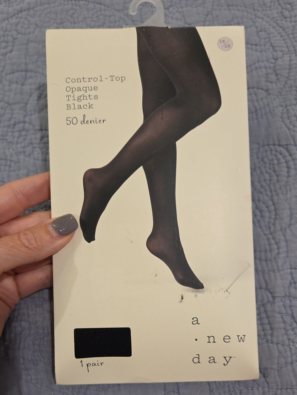 a new day Black Control-Top Opaque Tights - 50 Denier Size 1X/2X, New!